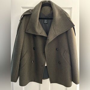 Mango Khaki Double-Breasted Utility Coat